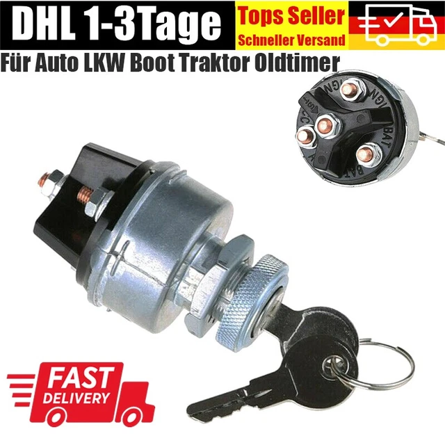 Universal Zündschloss Mit 2 Schlüsseln, 4 Positionen - Für Auto, Quad, Boot, LKW