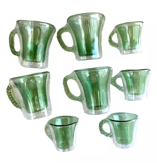 8 Double Wall Insulated Glass Mugs/Cups 2 Sets of 4, 3-3/4" Tall & 2-1/2" Tall