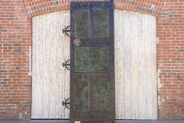 Monumental Antique Bronze Nepalese Entrance Door
