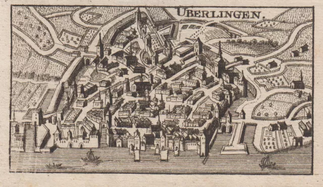 Überlingen Bodensee Original Kupferstich Riegel 1690