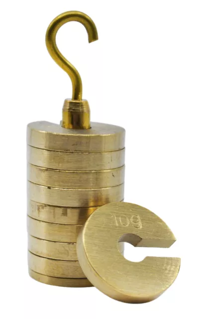 Slotted Weight Set, 100g - Brass - With Hook - Eisco Labs