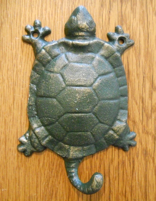 Cast Iron Antique Style Nautical TURTLE Coat Hooks Hat Hook Rack Towel Sea