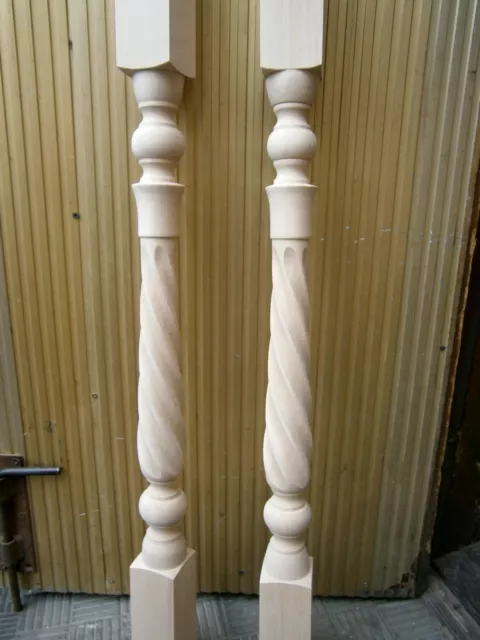 Spiral Twist Carved Wooden Stair Spindles Baluster Banister Staircase Table Legs