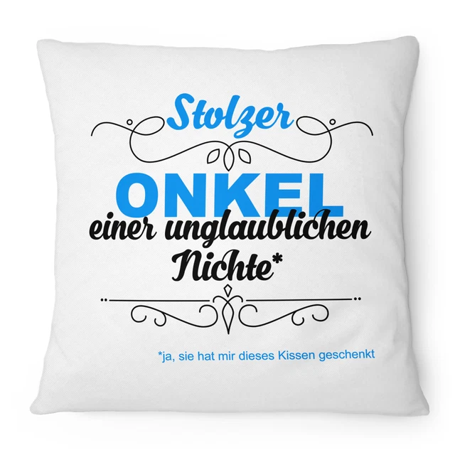 STOLZER ONKEL NICHTE Kissen 40x40 cm Spruch Geburtstag Geschenk Familie