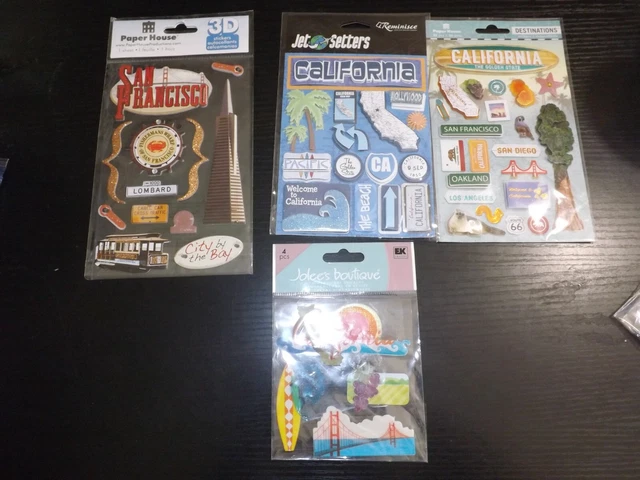 NEW LOT of 4 STATE OF CALIFORNIA theme scrapbooking stickers