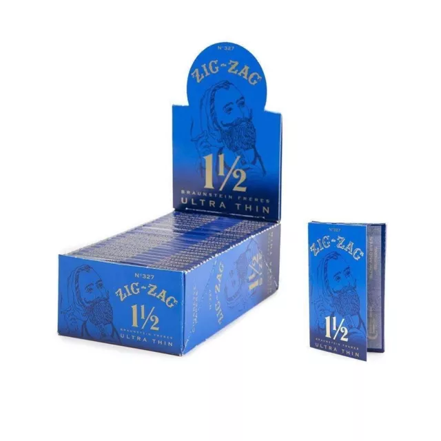 👀✨Full Box Of Zig-Zag Rolling Papers 1 1/2 Size Blue Ultra Thin ✨24 Booklets