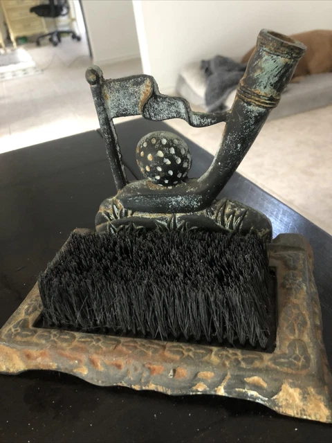 Vintage Cast Iron Golf Golfing Boot Cleaner Scraper Door Stopper