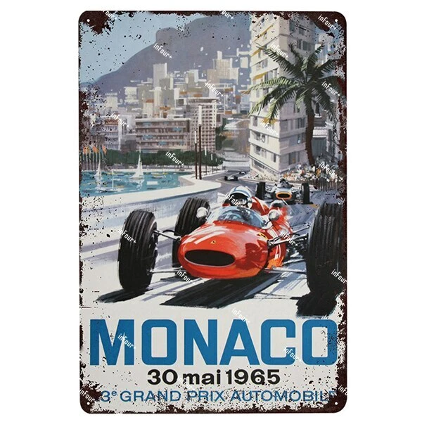 Plaque Métal Vintage F1 Course Auto – Décoration Murale Rétro 30x20 Cm