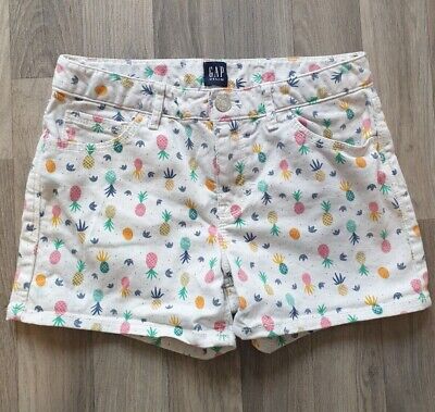 Gap Girls White Bright Pineapples Print Denim Shorts Hotpants Age 12 Years