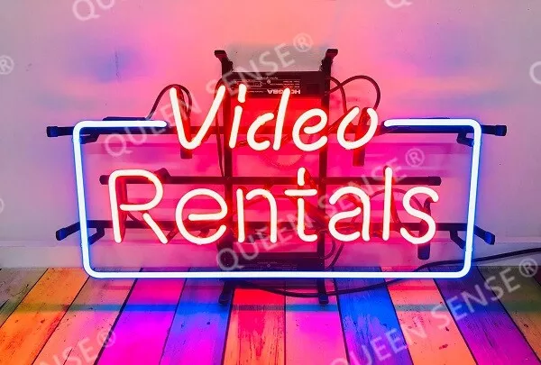 Video Rentals Disc Vintage 20"x12" Neon Light Sign Lamp Bar Wall Decor Artwork