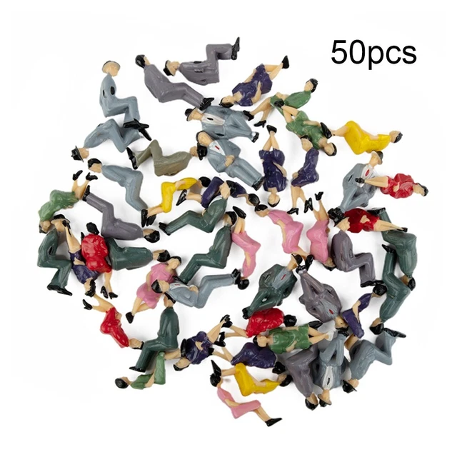 50 Figurines HO 1:87 Peintes – Lot Evemodel Avec Seau Et échelle, 2 Cm, Multicolores