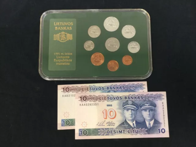 Lithuania 3 Different Circulated-Au 1991-2007 Coin Collection Lot Set