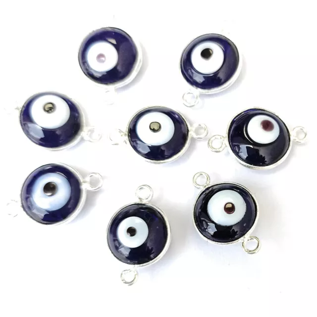 Hecho Mal de Ojo Plano Redondo Conectores 10MM Joyería Accesorios, Suministros 3