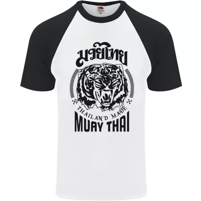 Muay Thai Fighter Warrior MMA Martial Arts Mens S/S Baseball T-Shirt