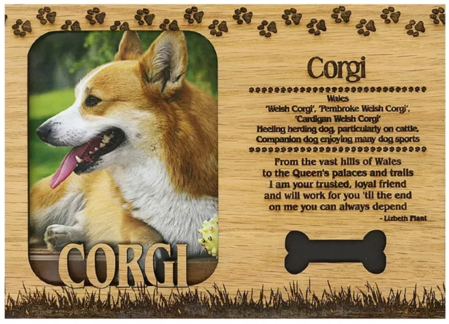 Corgi Engraved Wood Picture Frame Magnet