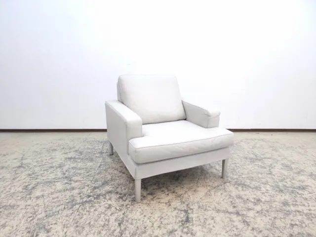 Sillón FSM Clarus gris de sede sofá de diseño sofá de cuero auténtico sofá en crema 3