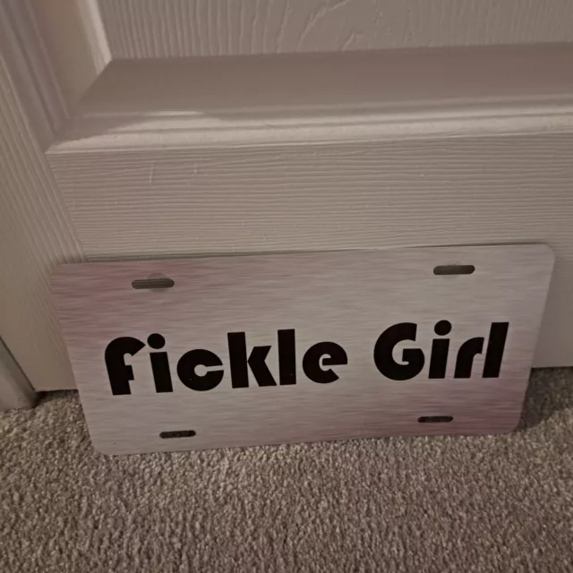 "fickle Girl" (12"x6") Vehicle License Plate aluminum-white/purple