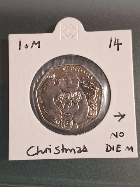 Isle of Man  50p Coin  2014  CHRISTMAS  NO DIE MARK