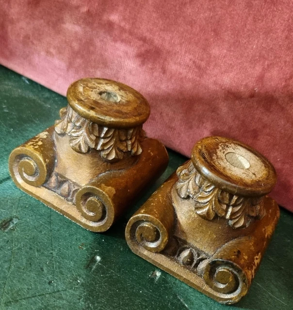 2 Acantus leaf base newel post finial 2" - Vintage french architectural salvage