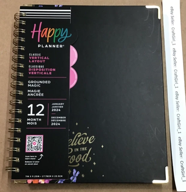 NEW! HAPPY PLANNER 2024 "GROUNDED MAGIC” Classic VERTICAL 12 Mo. Twin