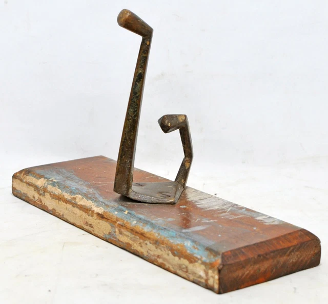 Antique Wooden Brass Hook Hanger Hardware Original Old Hand Crafted