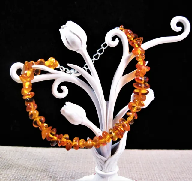 Gorgeous .925 Sterling Silver Amber Nugget Bracelet A10