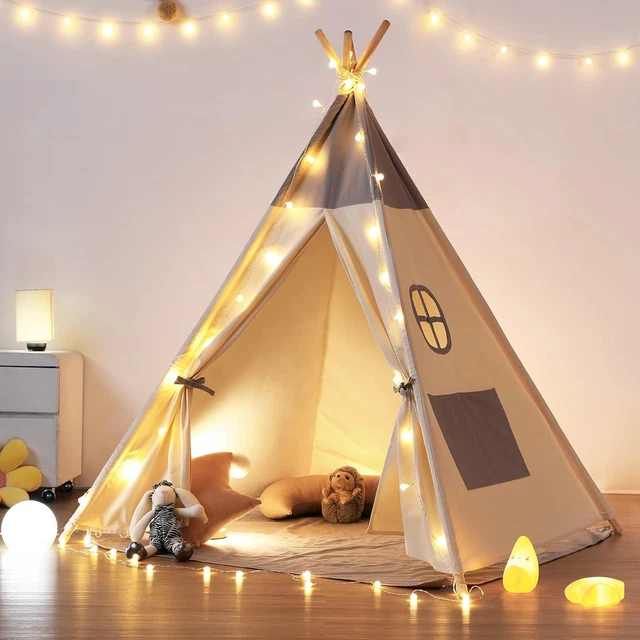 FUNYKICH Tenda Gioco Bambini Con Struttura Metallo, Tappetino Antiscivolo, Luci E Borsa Inclusi – Casa Multifunzione Per Interni Ed Esterni, 120x100x130 Cm