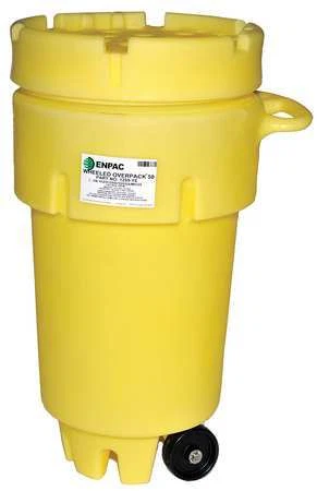 Enpac 1259-Ye Open Head Salvage Drum, Polyethylene, 50 Gal, Unlined, Yellow