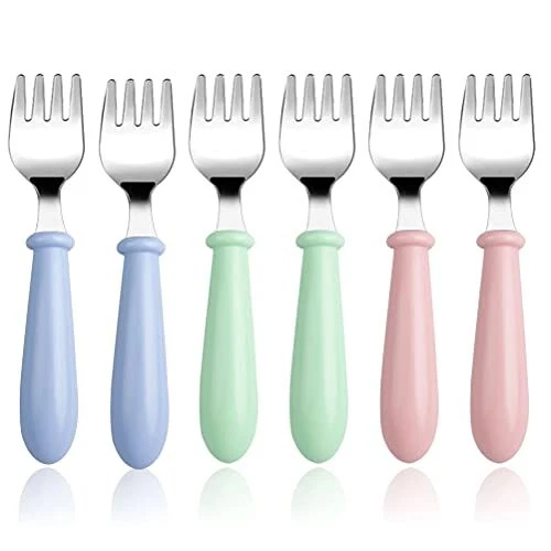 6 Pieces Toddler Forks Baby Forks for Self Feeding, Kids Forks with Round