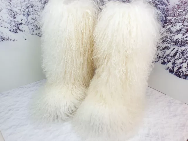 Shaggy Llama Fur Boots for Women, Winter Snow Boots, Mukluks, Handmade by LITVIN