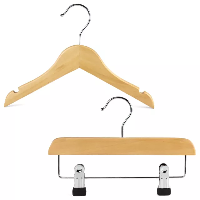 The Hanger Store™ Baby & Kids Wooden Coat Hangers, Tops and Clips Skirt Hangers