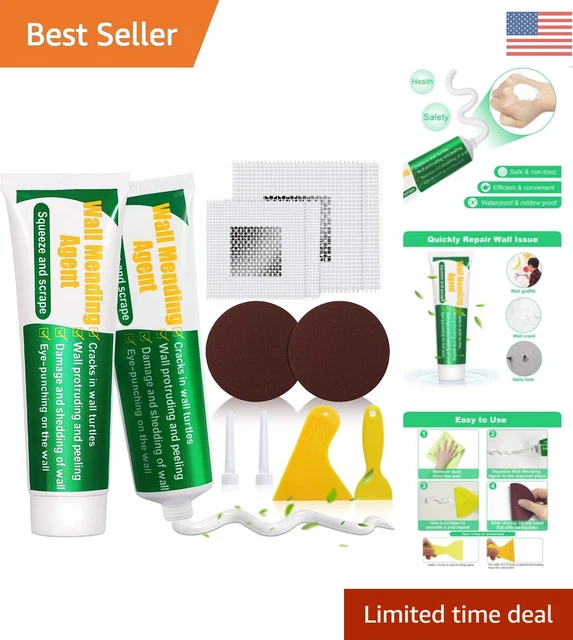 Quick Dry Wall Repair Kit - Easy to Use Long-Lasting Spackle Patch - 2 Pack