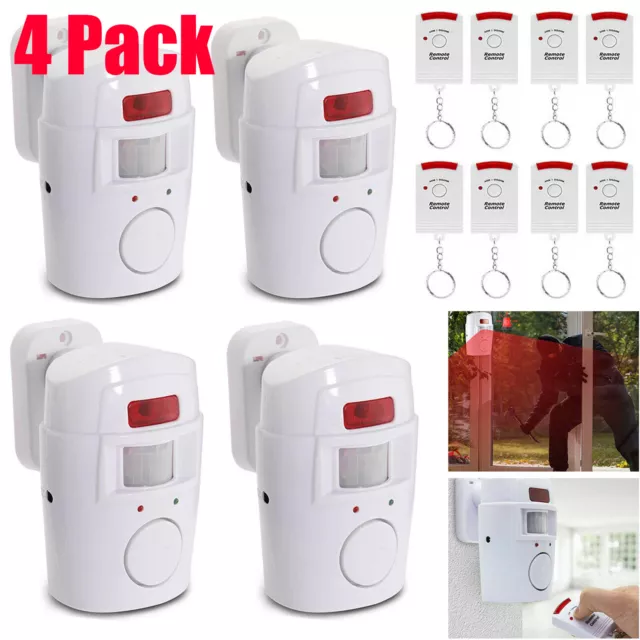 Alert System 4 Set Motion Sensor Wireless Security Home Driveway Alarm Garage