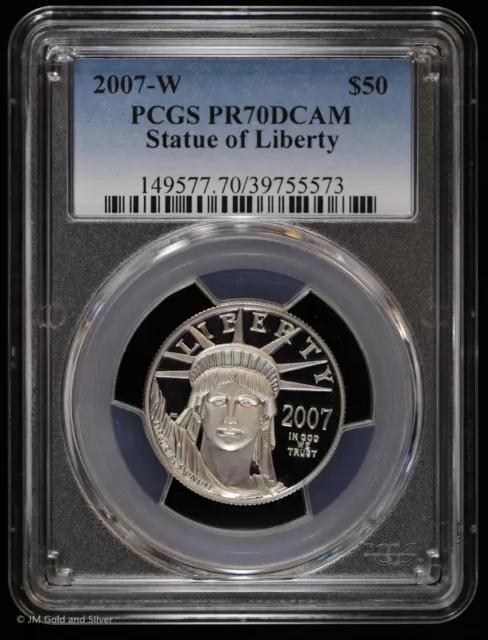 2007 W $50 1/2 oz Platinum Eagle Proof Statue of Liberty PCGS PR 70 DCAM