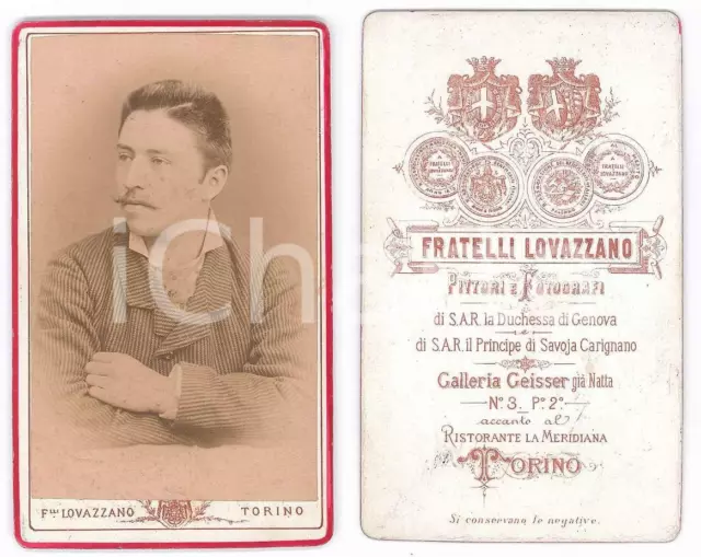 1880 ca TORINO Uomo con giacca a righe - Ritratto *Foto Fratelli LOVAZZANO