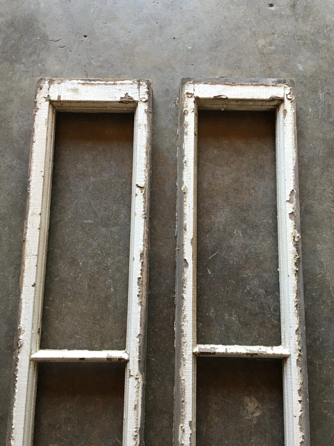 Pair Antique Narrow 5 Lite 8' Foot Entryway VTG Sidelights Shabby White 683-22B 4