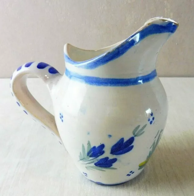 Ancien petit pichet / pot à lait, décor bretonne, Quimper HB
