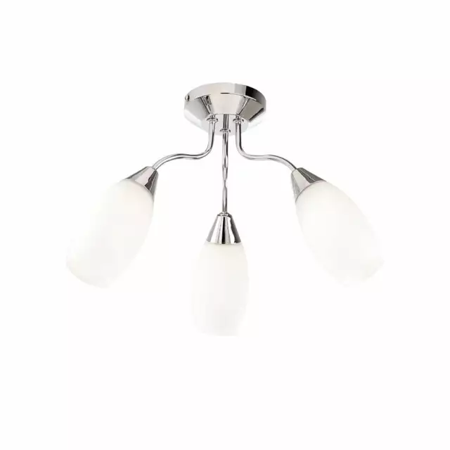 Sonnet 3 Light fitting chrome with opal frosted shades Semi Flush Ceiling Light