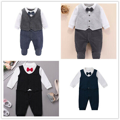 Baby Boy Gentleman Clothing Romper Daily Wear Party Jumpsuit Long Sleeve Outfit