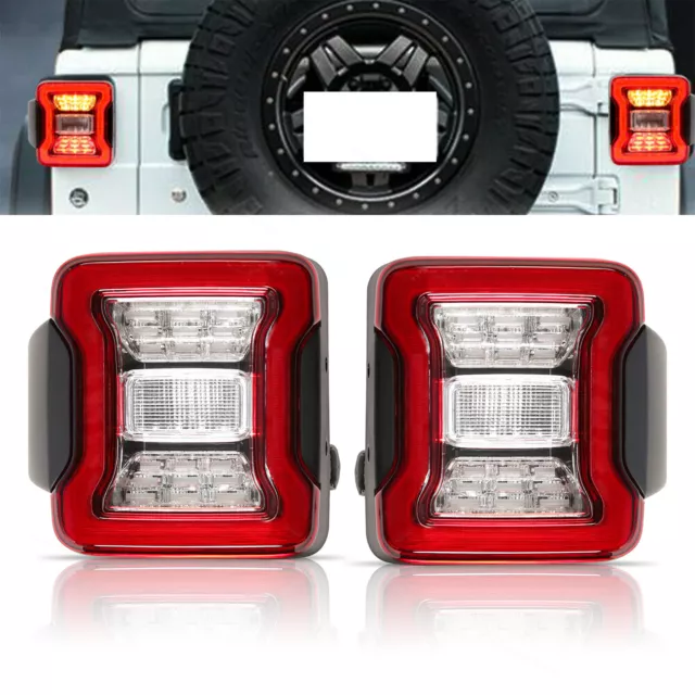 For 07-18 Jeep Wrangler JK JKU LED Rear Tail Lights Brake Reverse Turn Signal