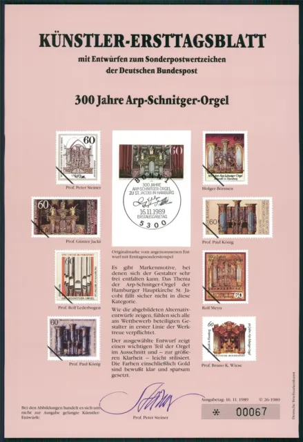 Brd Künstler-Etb 1989/26 Arp-Schnitger-Orgel Künstler-Ersttagsblatt Ltd Edition
