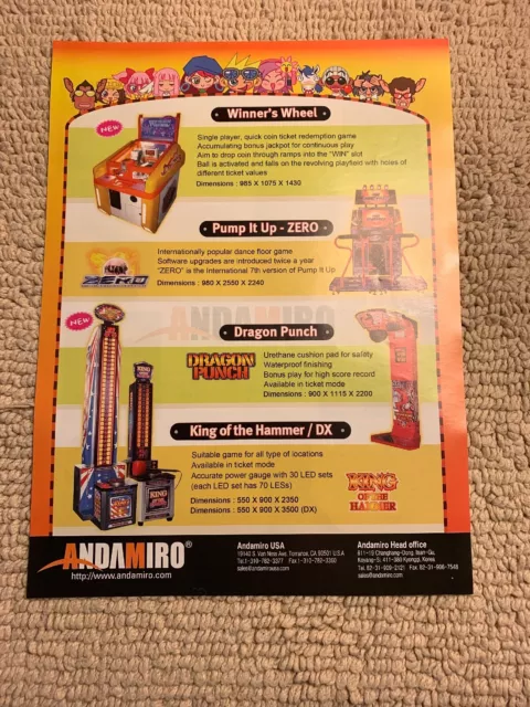 11- 8 1/4''  Pump It Up Zero Andamiro arcade video game flyer
