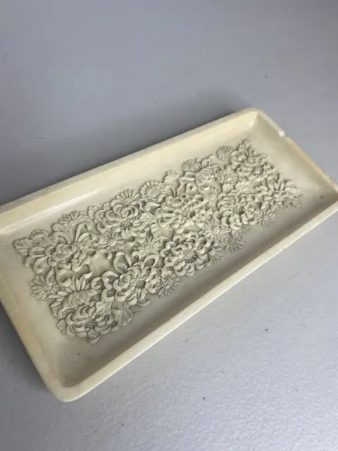 Floral raised detail small tray resin antique vintage