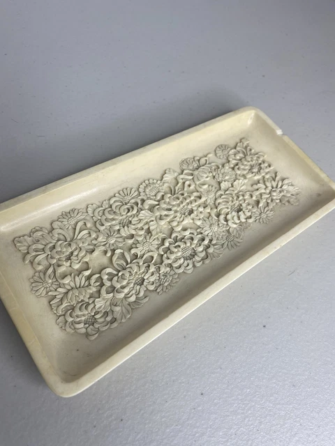 Floral raised detail small tray resin antique vintage