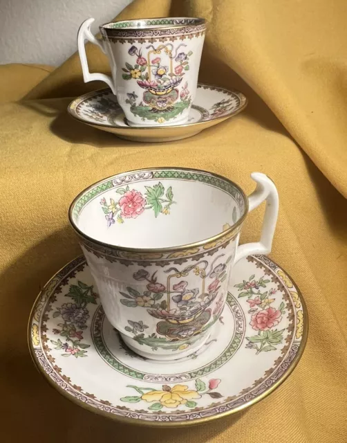 Antique Spode Copeland Old Bow RARE Pattern 2 Demitasse Cups & Saucers England