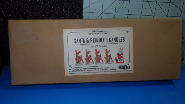 Vermont country store Santa & Reindeer candles box Orton family business #64849
