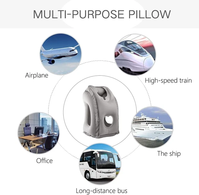 Inflatable Travel Sleeping Pillow Portable Chin Support Rest Airplane Plane Car 7
