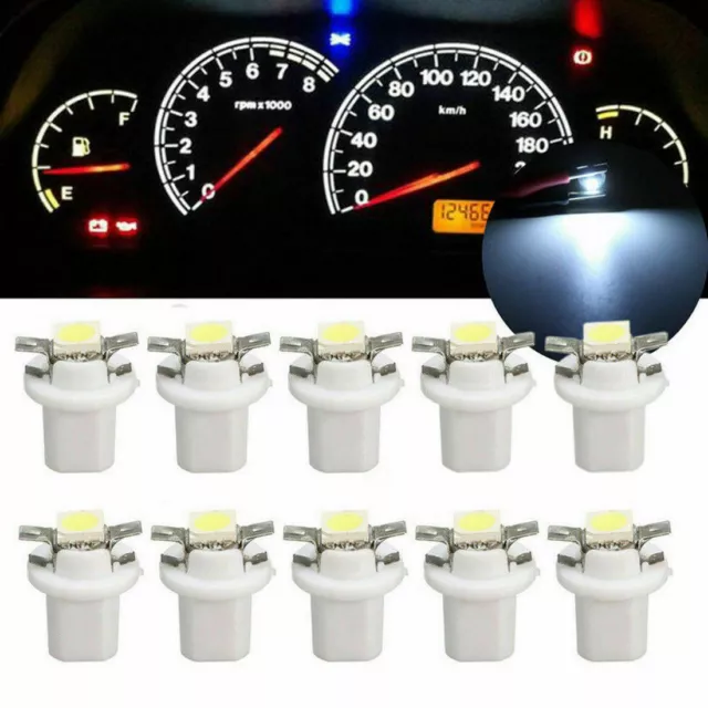 10x T5 B8.5D Gauge LED Car Dashboard Instrument Cluster Gauge Light Bulbs White