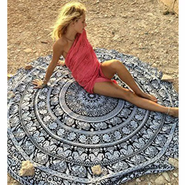 Hippie Indien Rond Tapisserie Mandala Tenture Murale Tapis de Plage Boho Yoga