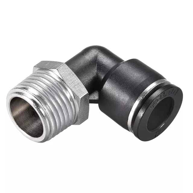 Push to Connect Tube Fitting Male Elbow 12mm Tube OD x1/2 NPT Push Fit Lock